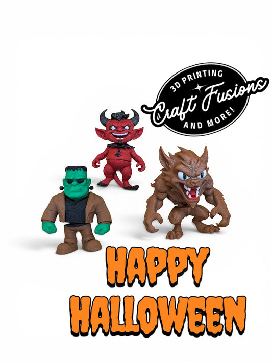 Halloween Mini Figurine Set – 6 Spooky Characters | 3D Printed Collectibles