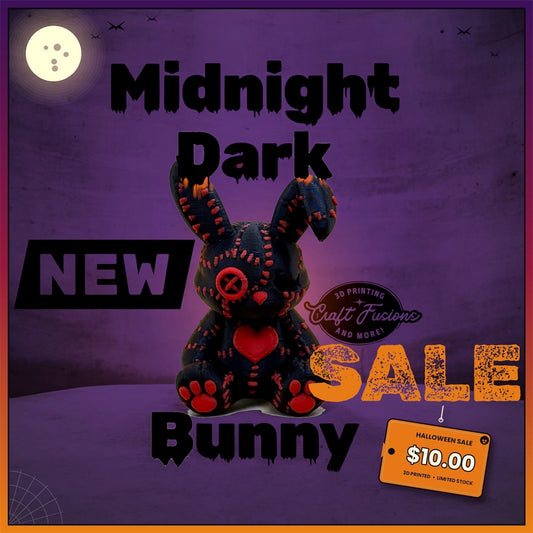 Meet the Midnight Bunny: A Dark, Stitched‑Style Figurine with Striking Red Details