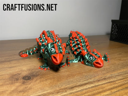 Articulating Ankylosaurus Skeleton - 3D Printed Dinosaur Decor by Flexi Factory