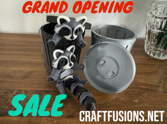 "Trash Panda" Articulating Racoon Fidget Toy!  Includes Trash can
