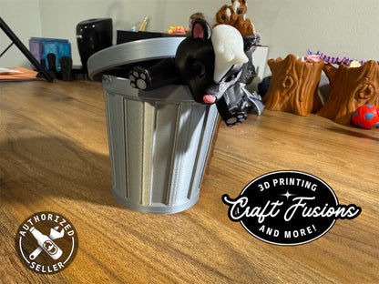 Adorable Skunk with Trash Can