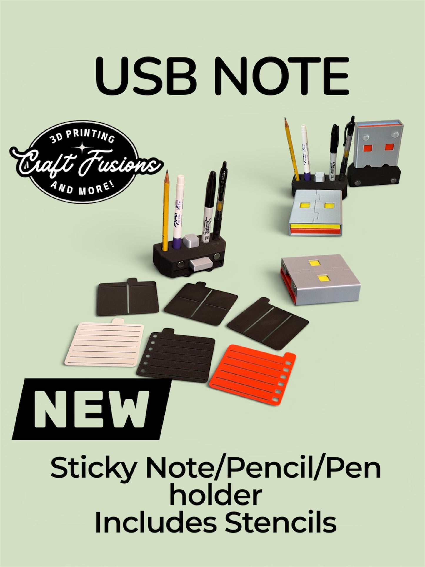 USB‑A Sticky Note Holder – Secret Storage, and Desk‑Ready Style!