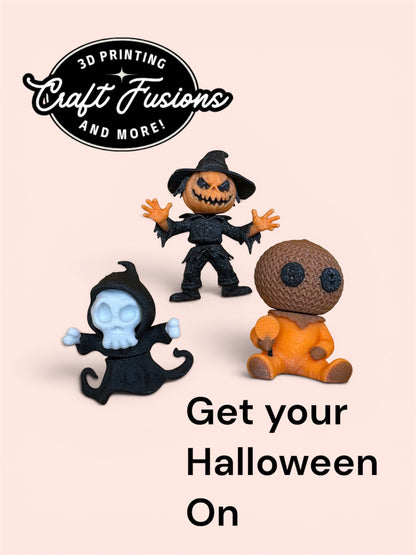 Halloween Mini Figurine Set – 6 Spooky Characters | 3D Printed Collectibles