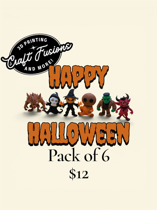 Halloween Mini Figurine Set – 6 Spooky Characters | 3D Printed Collectibles