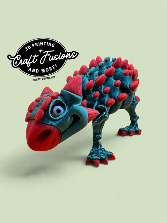 Articulating Ankylosaurus Skeleton - 3D Printed Dinosaur Decor by Flexi Factory - CLEARANCE