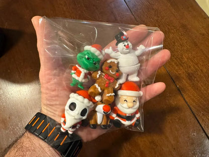 Stocking Stuffer Set – 6 3D Printed Christmas Fidget Toys, Santa, Grinch, Gingerbread, Rudolph, Frosty...